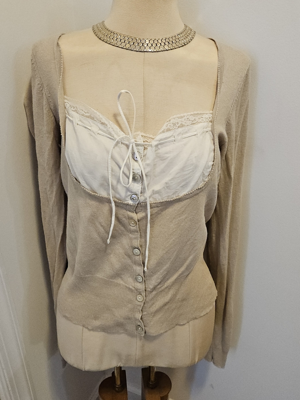 VINTAGE 90'S BOSTON PROPER MILKMAID STYLE CARDIGAN